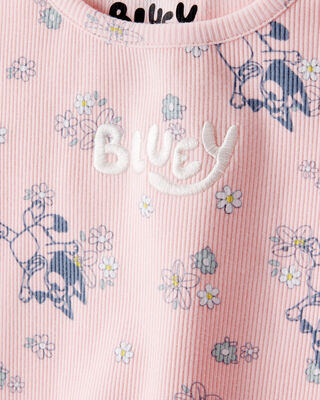 Product image 2 of Baby Bluey Floral Print Short-Sleeve Graphic Tee - Pink