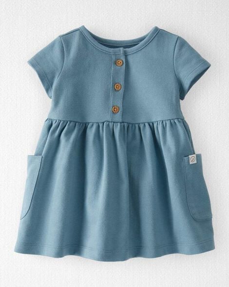 Baby Organic Cotton Pocket Dress in Cottage Blue