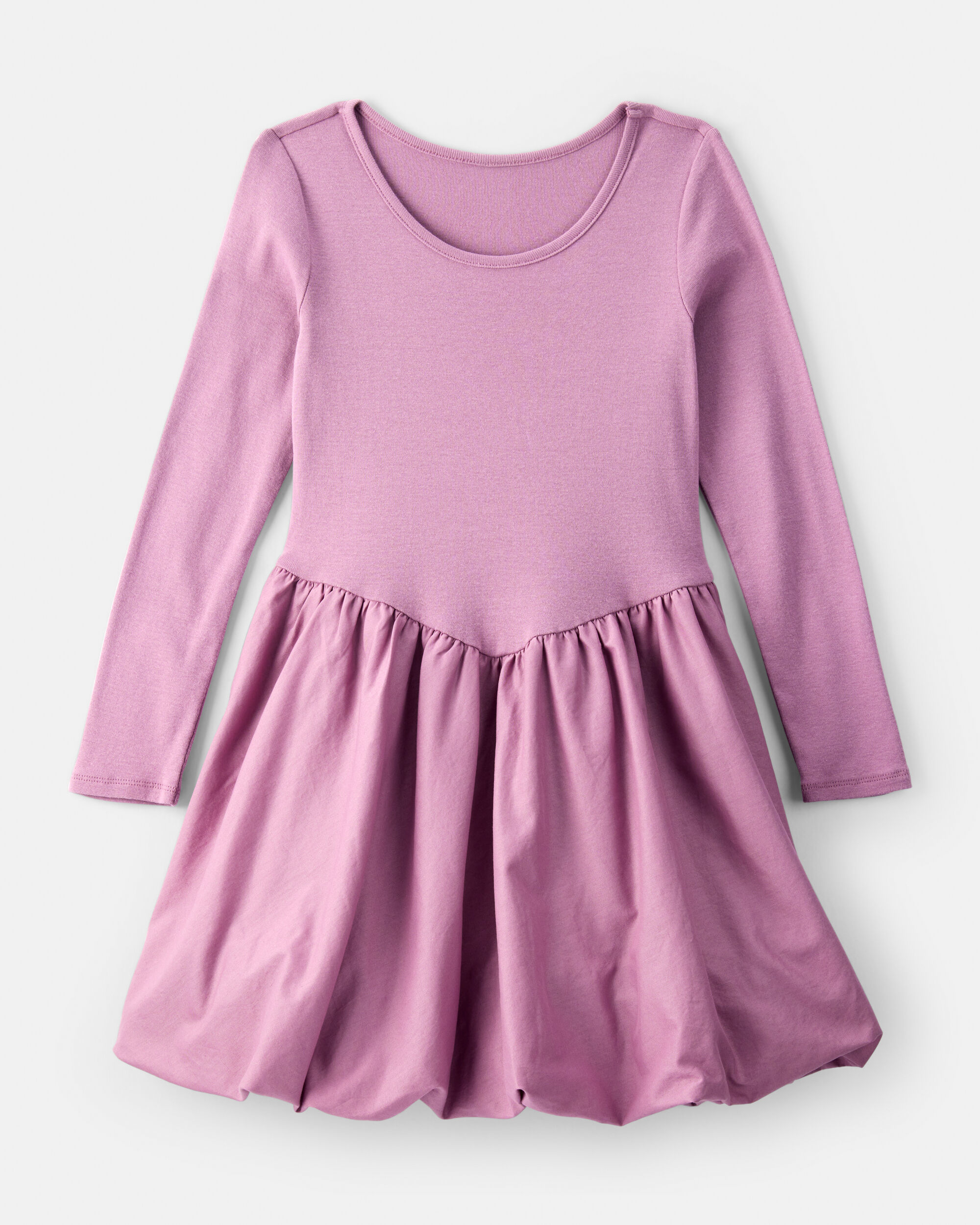 Girls Long Sleeve Cotton Bubble Dress - Purple - OshKosh