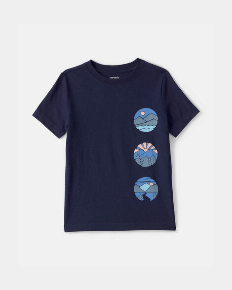 toddler boy mountainscape graphic tee - blue