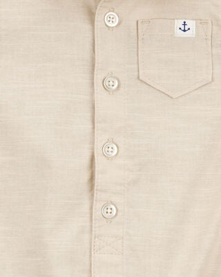 Product image 2 of Baby Button-Front Romper- Tan
