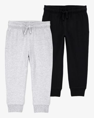 Product image 1 of Toddler 2-Pack Pull-On Drawstring Joggers - Grey/Black