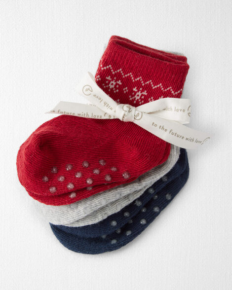 Product image 2 of Baby 3-Pack No-Slip Holiday Socks Made with Organic Cotton
