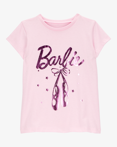 toddler girl barbie™ ballet foil short-sleeve graphic tee - pink