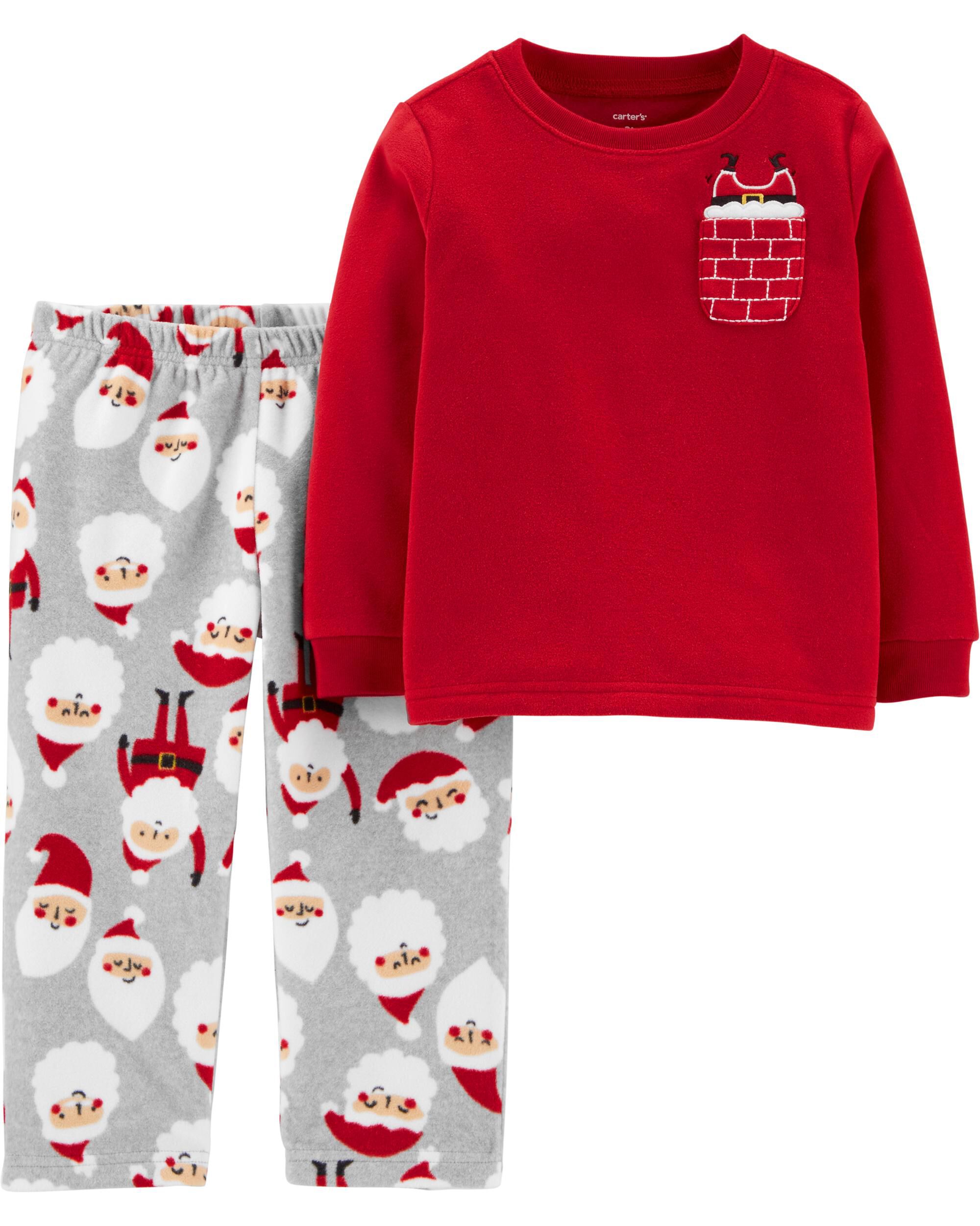 NWT Girls Carter's Fleece Christmas Pajamas Size 3T 3 Christmas Santa Pjs NEW 