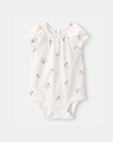 Baby Girl Strawberry Bodysuit - White