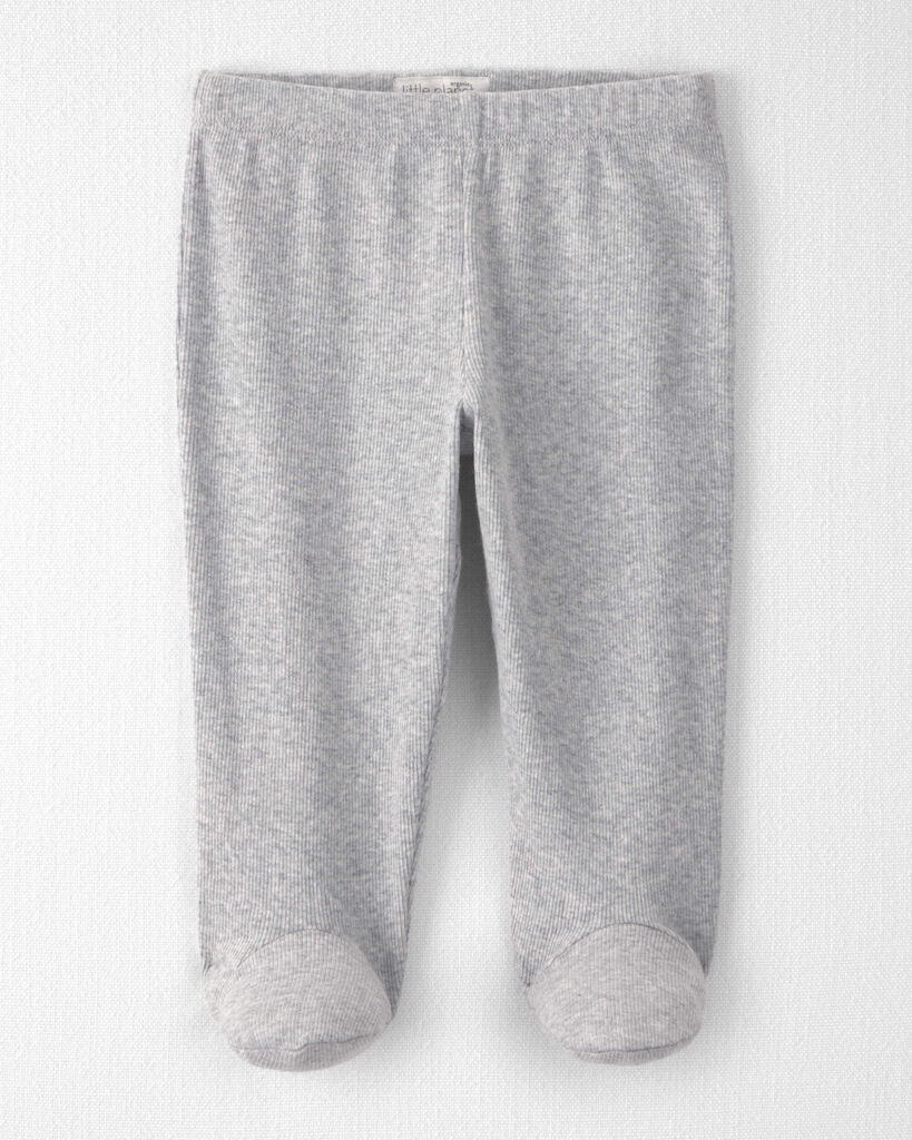 Little Planet Baby Organic Cotton Rib Footed Pants 3M Heather Grey