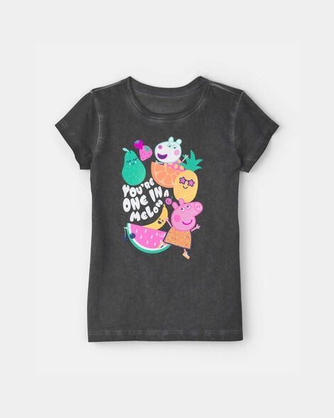 toddler girl peppa pig graphic tee - grey