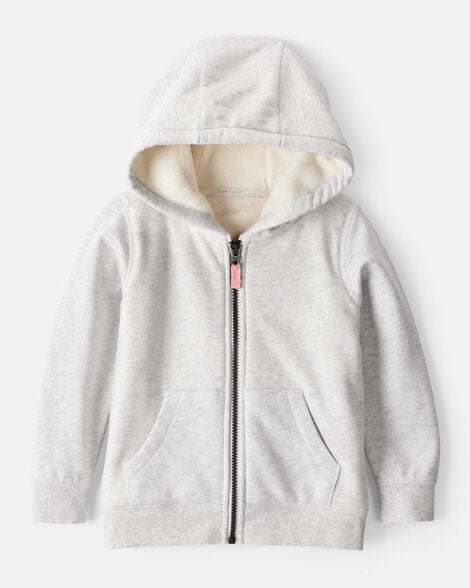 toddler girl daydream fleece long-sleeve hooded zip-up jacket - grey