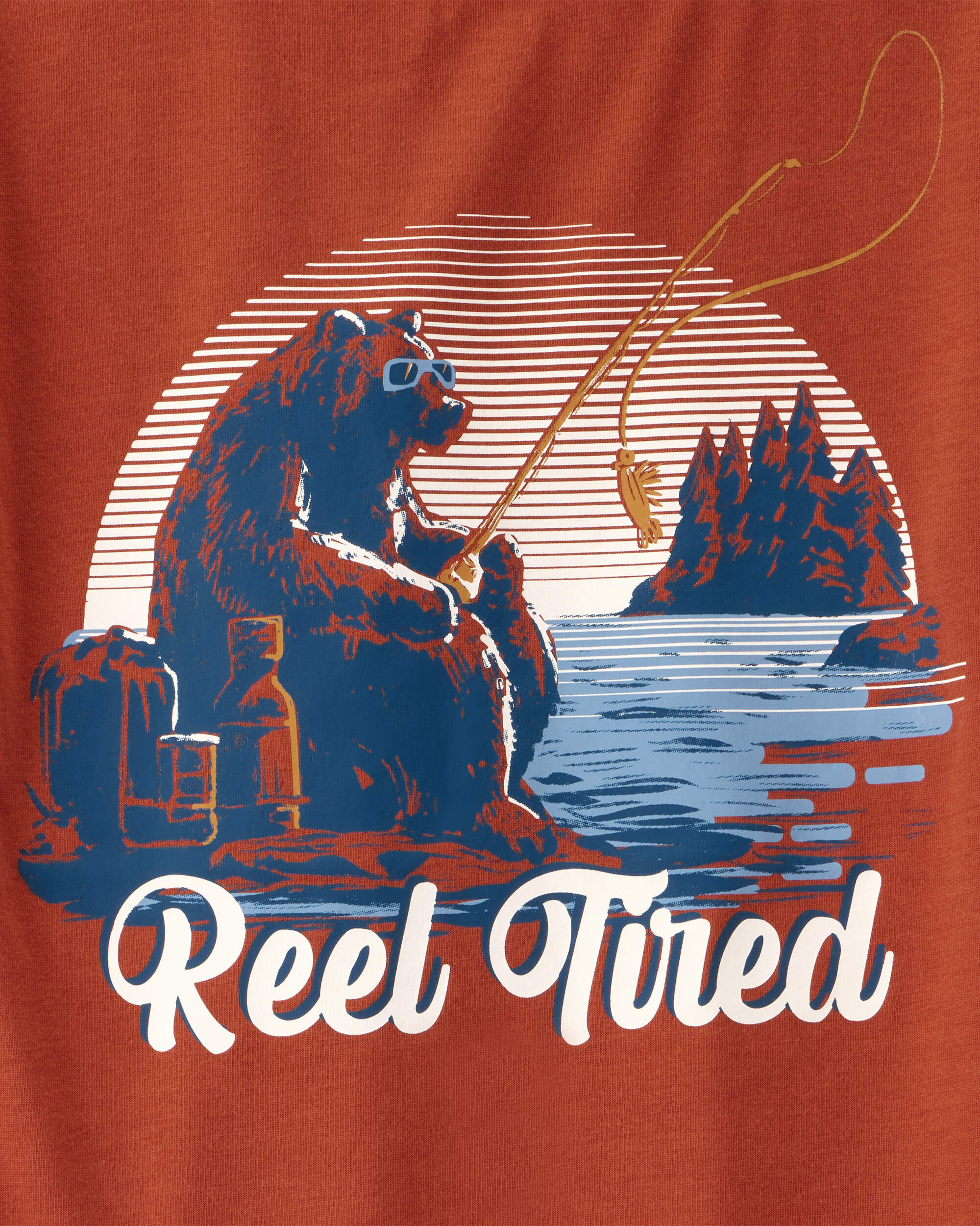 Boys 2-Piece Bear Fishing Loose Fit Pajamas - Red/Navy