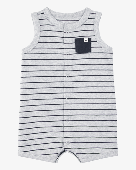 baby striped snap-up romper