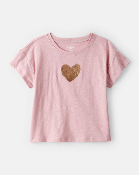 Girls Heart of Gold Cotton Short-Sleeve Graphic Tee - Pink