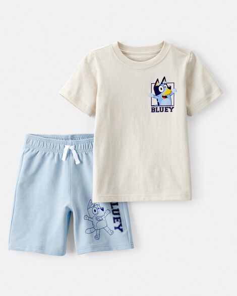 toddler boy 2-piece bluey outfit set - ivory/blue