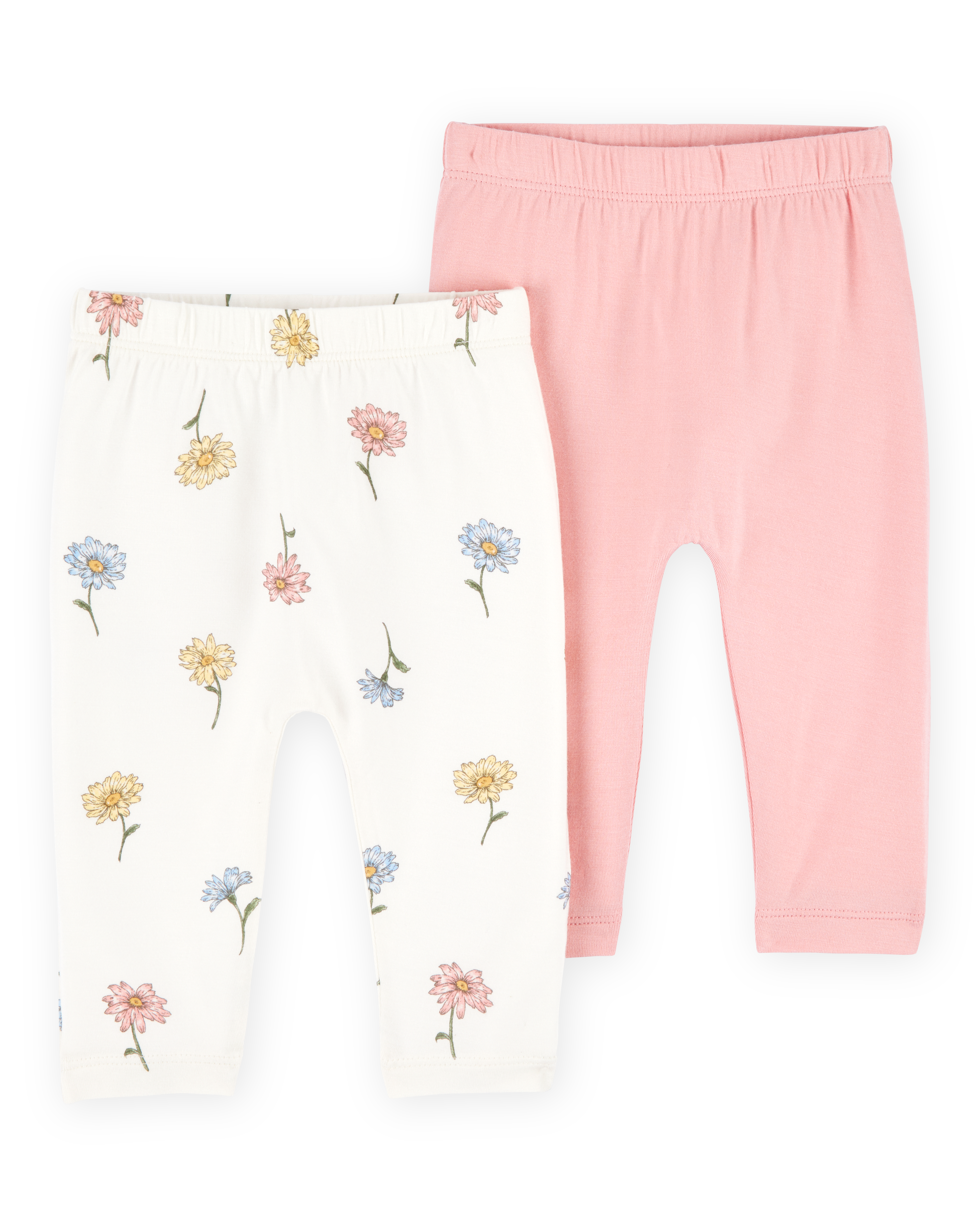 Baby Girl 2-Pack PurelySoft Pull-On Pants - Pink/Ivory