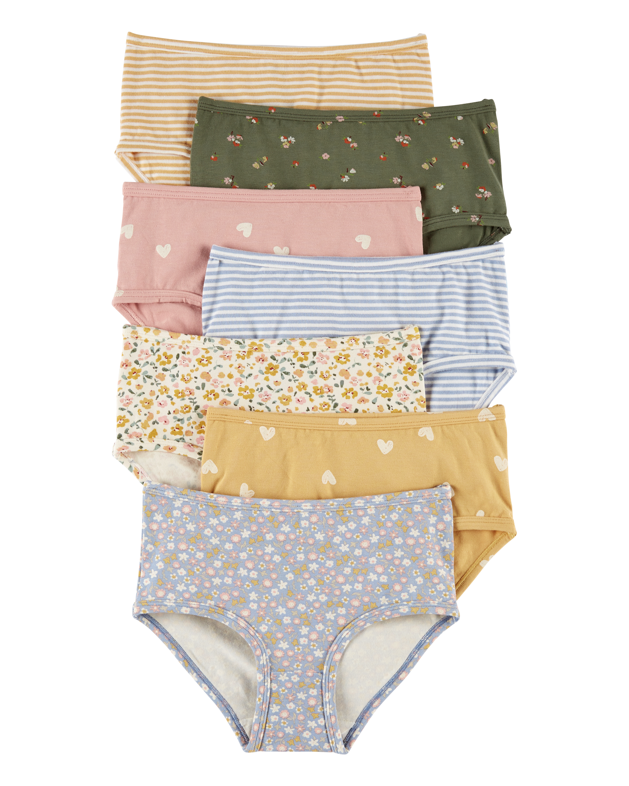 Kid 7-Pack Floral Brief Stretch Cotton Underwear