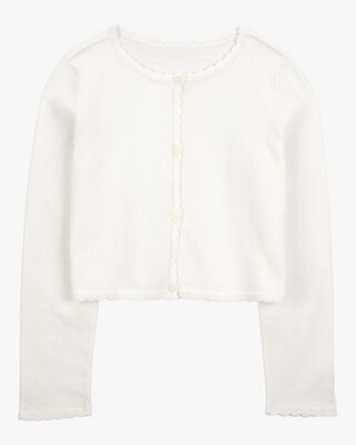 Product image 1 of Kid Scalloped Trim Cardigan Sweater - Ivory