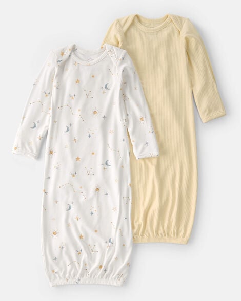 baby 2-pack constellation purelysoft sleeper gowns - yellow/cream