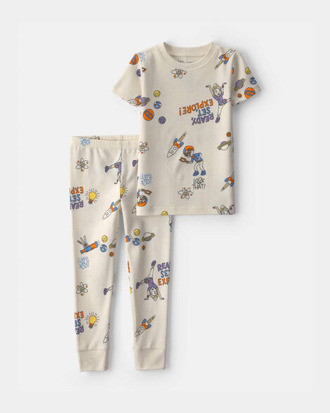 toddler 2-piece blippi short-sleeve pajama set - cream