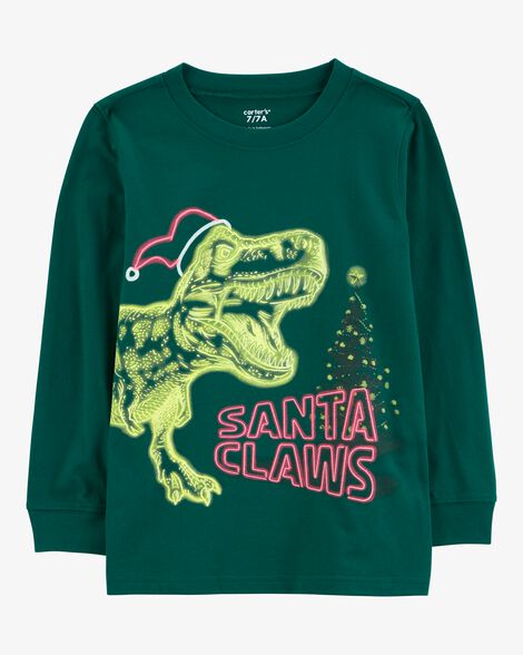  Product image 1 of Kid Santa Claws Dinosaur Graphic Tee
