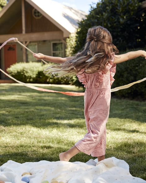  Product image 3 of Toddler Eyelet Flutter Jumpsuit - Pink