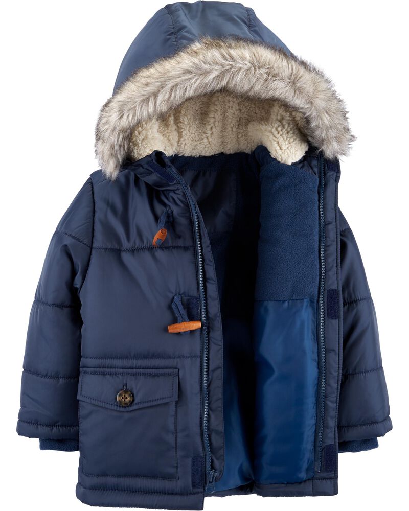 hooded toggle detail puffer