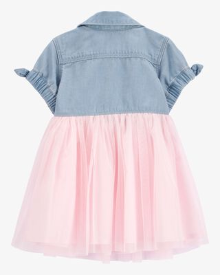 Product image 2 of Baby Denim Shirt Dress With Tulle Skirt