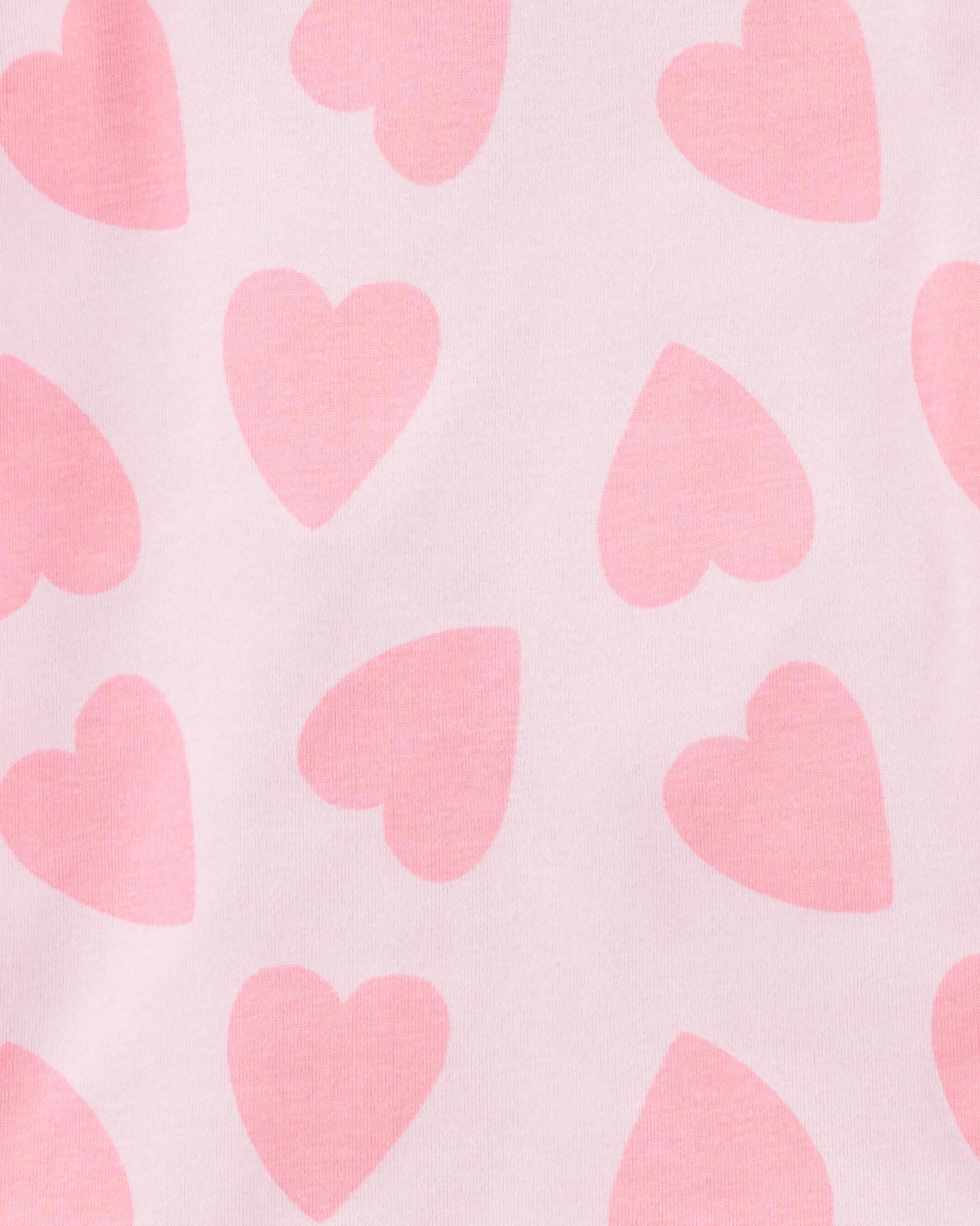 Kid 4-Piece Rainbow Heart 100% Snug Fit Cotton Pajamas - Pink