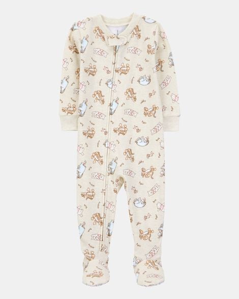 baby winnie the pooh snug fit cotton footie 1-piece pajamas