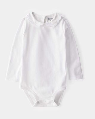 Product image 1 of Baby Scalloped Collar Long-Sleeve Bodysuit - White