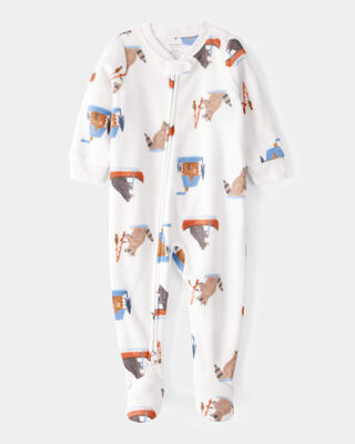 Product image 1 of Baby 1-Piece Woodland Creatures Fleece Footie Pajamas - Ivory