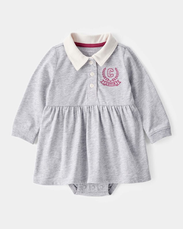 Product image 1 of Baby Varsity Polo Bodysuit Dress - Grey