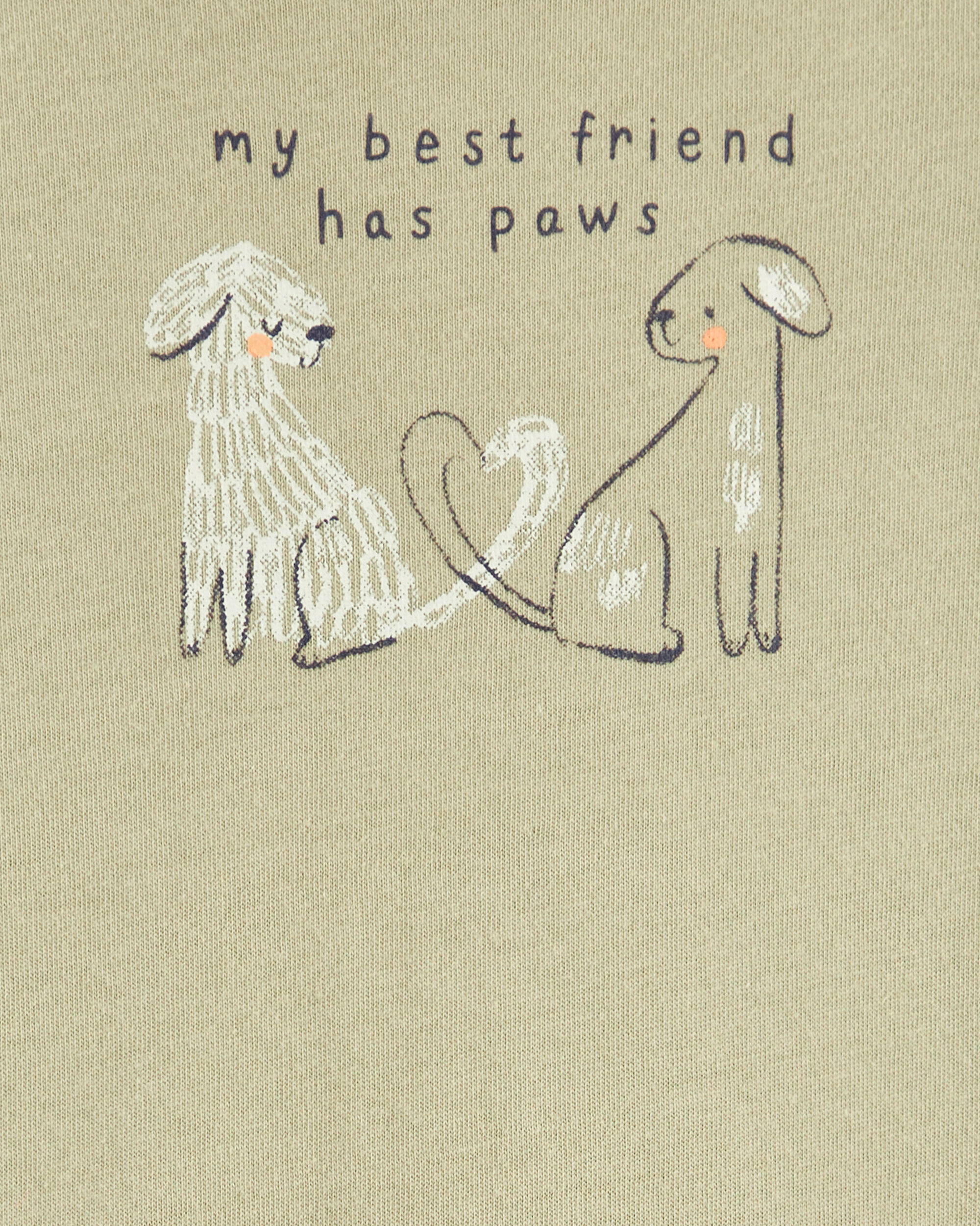 Baby Dog Best Friend Short-Sleeve Bodysuit - Olive