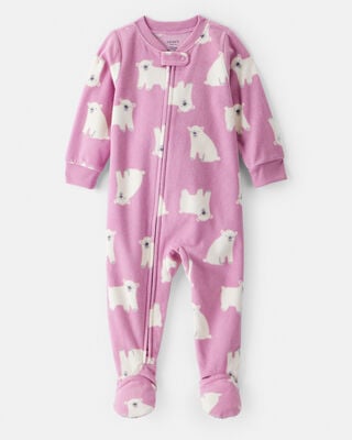 Baby 1-Piece Strawberry Fleece Footie Pajamas - Pink