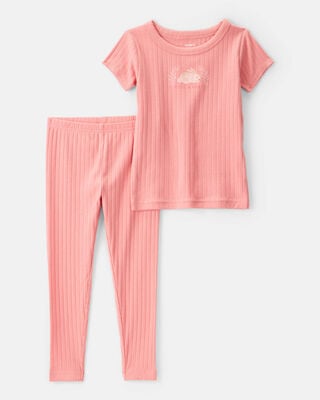 Toddler Girl 2-Piece Floral 100% Snug Fit Cotton Pajamas - Coral