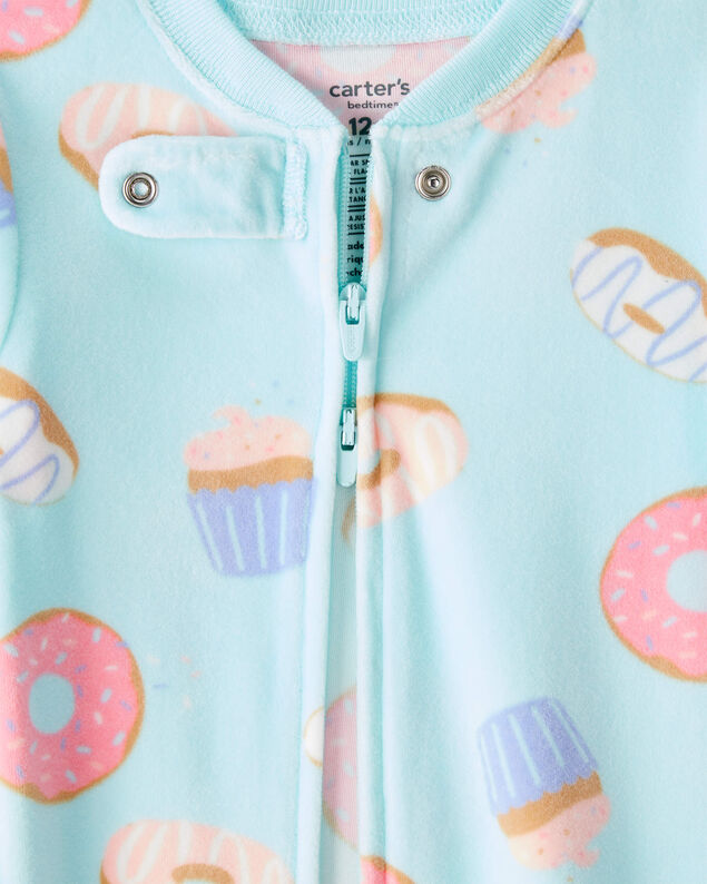 Product image 2 of Baby Girl Donuts Print DreamPlush Long-Sleeve Snug Fit 1-Piece Pajamas - Blue