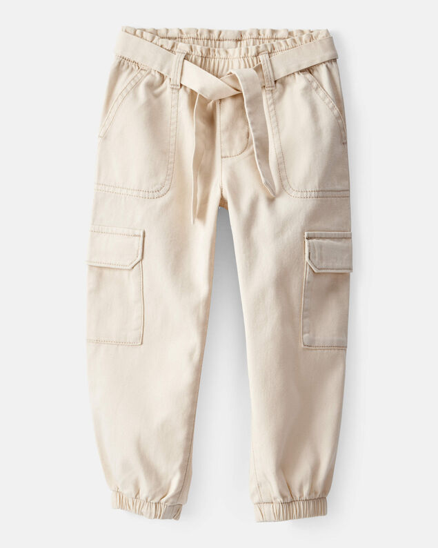 Product image 1 of Toddler Girl Cotton Cargo Joggers - Ivory