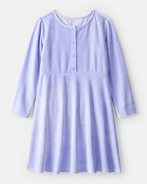 Girls Cozy Rib Dress - Blue