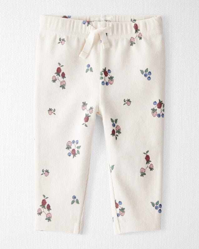 Product image 1 of Baby Girl Organic Cotton Ribbed Knit Pants in Berry Blossom Print