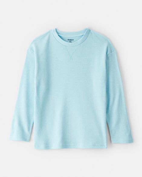 Boys Solid Thermal Long-Sleeve Tee - Blue