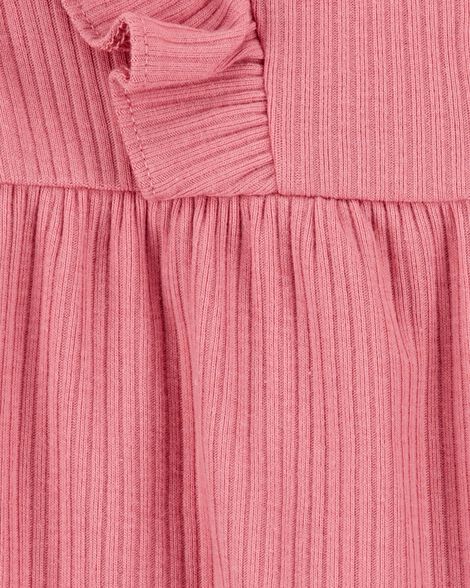  Product image 3 of Baby Girl 2-Piece Solid Flutter-Sleeve Relaxed Fit Jumpsuit & Headwrap Outfit Set - Pink
