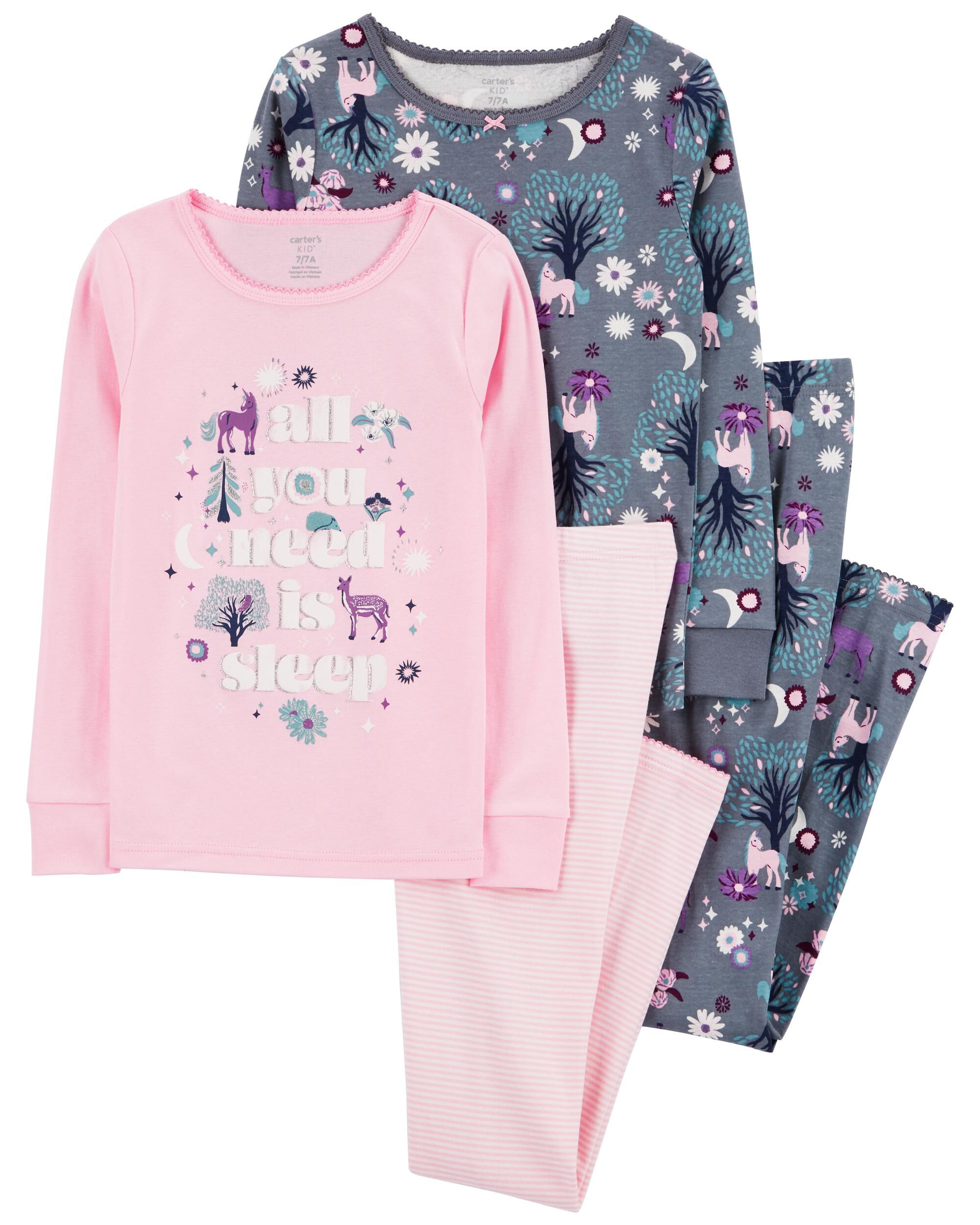 Kid 4 Piece Unicorn 100 Snug Fit Cotton Pajamas Carter s Carter s