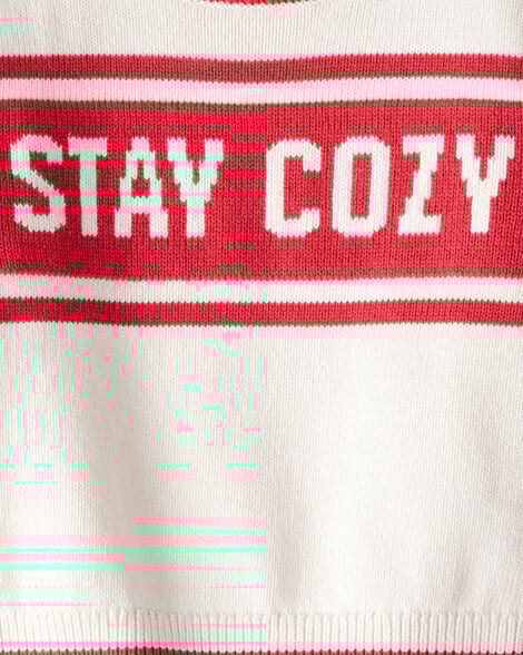 Toddler Girl Stay Cozy Sweater - Red/Cream