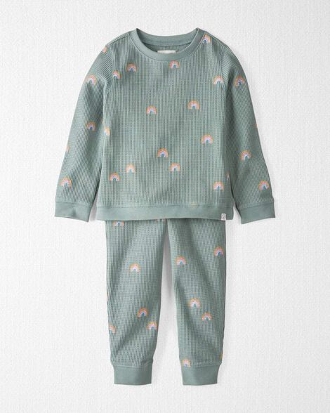 Product image 1 of Toddler Organic Cotton Waffle Knit Set in Magical Rainbow Print