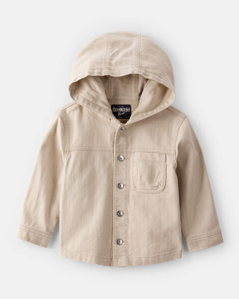 Toddler Boy Hooded Denim Jacket - Khaki