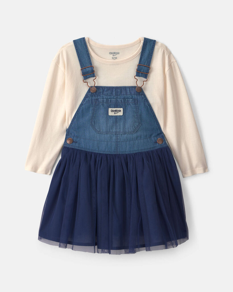 OshKosh B'gosh Toddler Girl 2-Piece Chambray Skirtall Set 2T Blue/Ivory