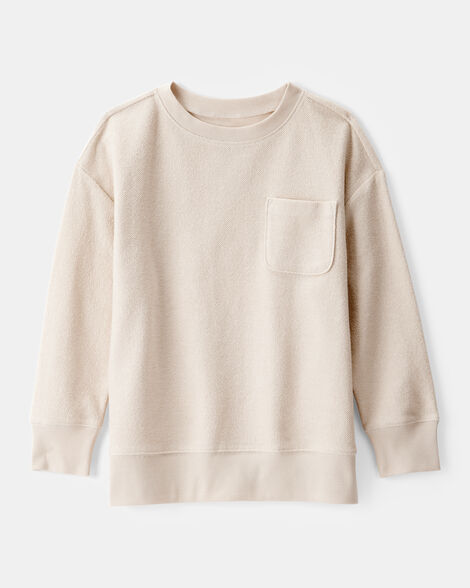 Boys French Terry Pullover Sweatshirt - Tan