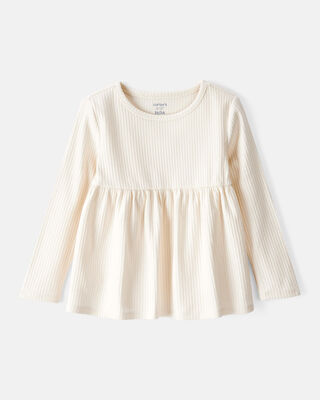 Toddler Girl Winter Print Long-Sleeve Top - White