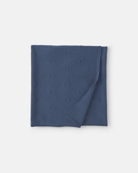 baby boy knit dot blanket - navy blue