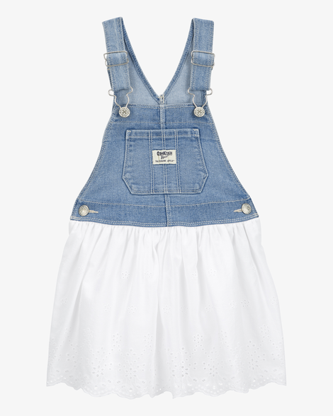 Baby Stretch Denim Eyelet Jumper Dress