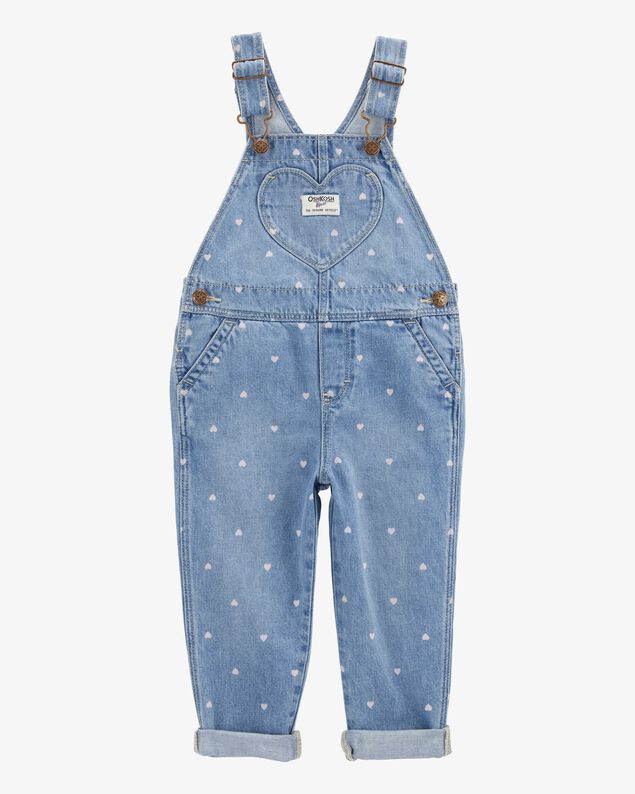 Product image 1 of Toddler Heart-Print Knit Denim Overalls - Blue